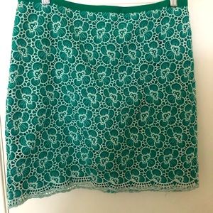 J.CREW Green floral eyelet skirt SZ 6